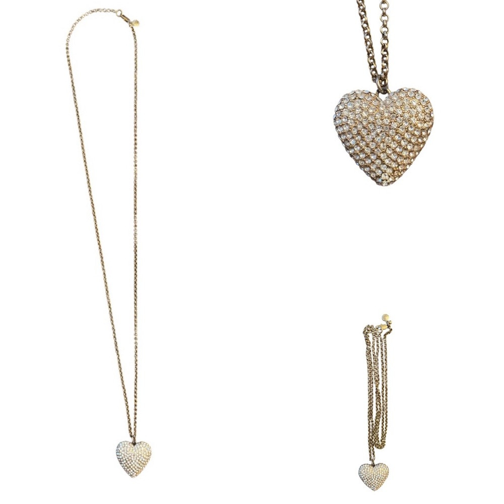 J. Crew Pave Heart Necklace